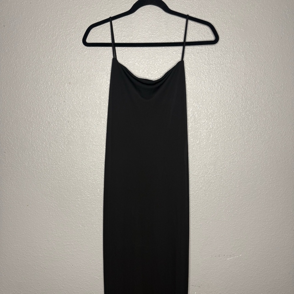 Classic Black Slip Dress with Spaghetti Straps